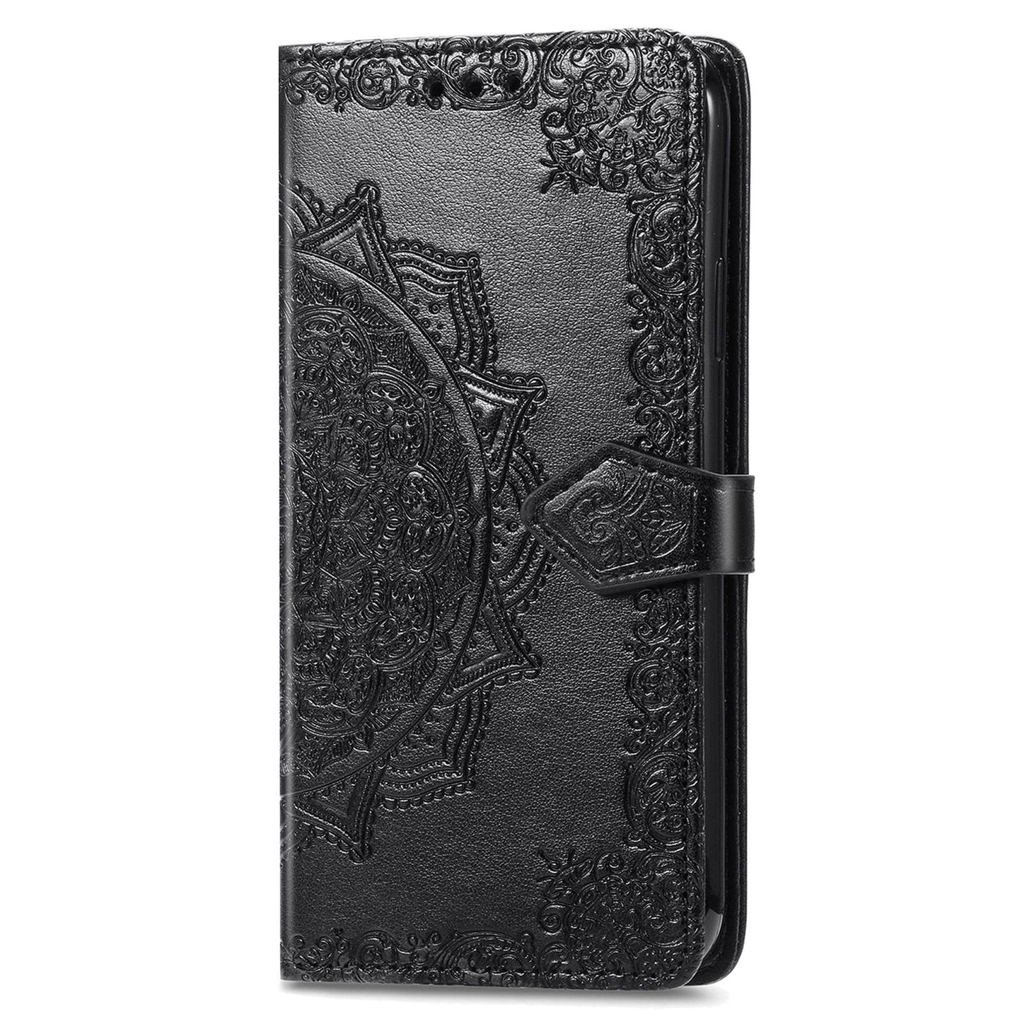 PU Leather Wallet Stand Phone Case with Embossed Mandala Flower for Oppo A16/A16s/A54s