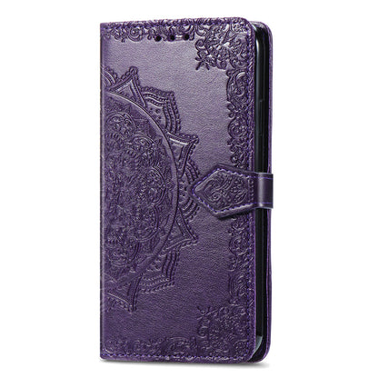 PU Leather Wallet Stand Phone Case with Embossed Mandala Flower for Oppo A16/A16s/A54s