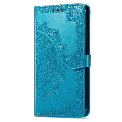 PU Leather Wallet Stand Phone Case with Embossed Mandala Flower for Oppo A16/A16s/A54s