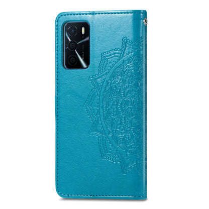 PU Leather Wallet Stand Phone Case with Embossed Mandala Flower for Oppo A16/A16s/A54s