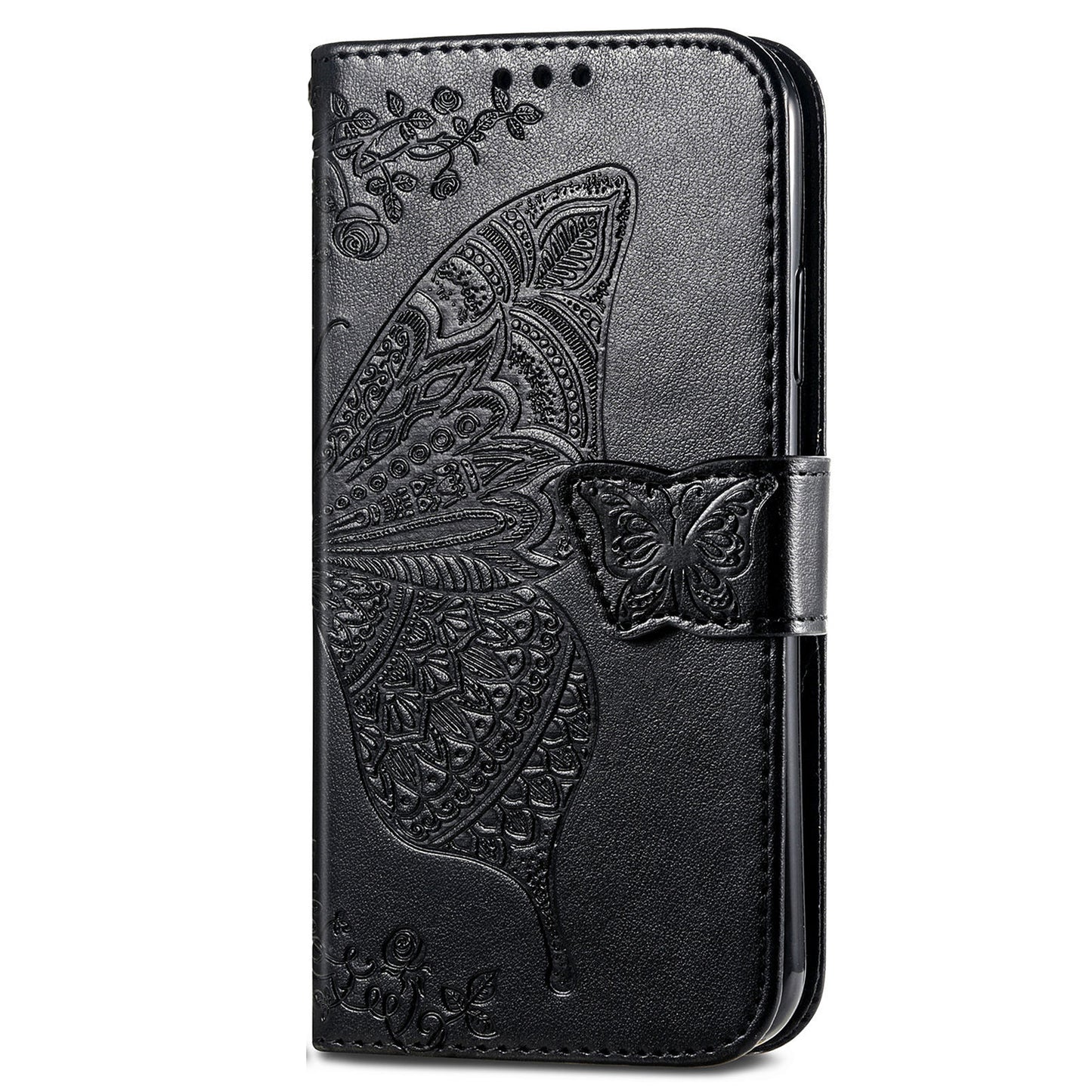 Big Butterfly Imprinting Protective Leather Wallet Cover with Strap for Oppo A16/A16s/A54s