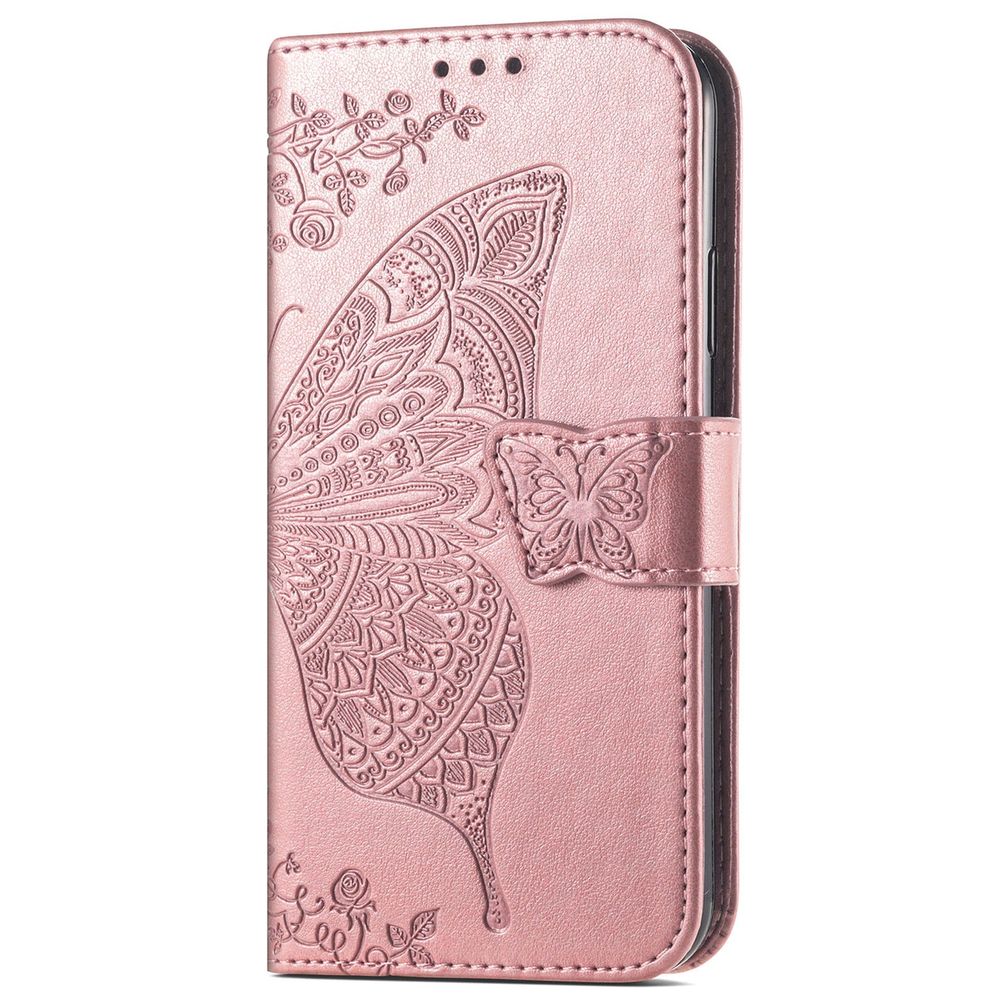 Big Butterfly Imprinting Protective Leather Wallet Cover with Strap for Oppo A16/A16s/A54s