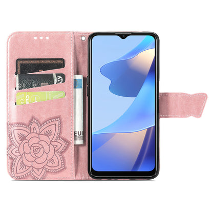 Big Butterfly Imprinting Protective Leather Wallet Cover with Strap for Oppo A16/A16s/A54s