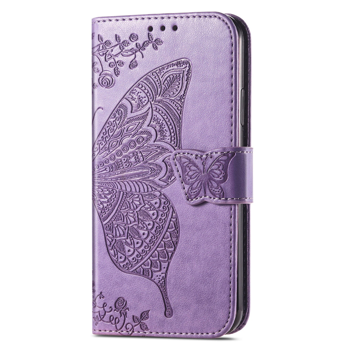 Big Butterfly Imprinting Protective Leather Wallet Cover with Strap for Oppo A16/A16s/A54s