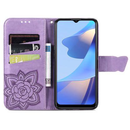 Big Butterfly Imprinting Protective Leather Wallet Cover with Strap for Oppo A16/A16s/A54s