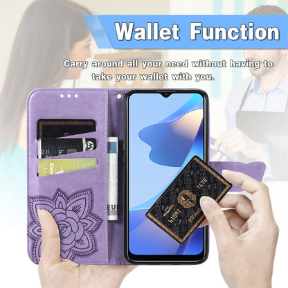 Big Butterfly Imprinting Protective Leather Wallet Cover with Strap for Oppo A16/A16s/A54s