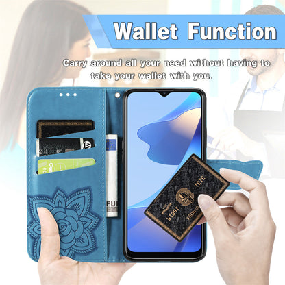 Big Butterfly Imprinting Protective Leather Wallet Cover with Strap for Oppo A16/A16s/A54s