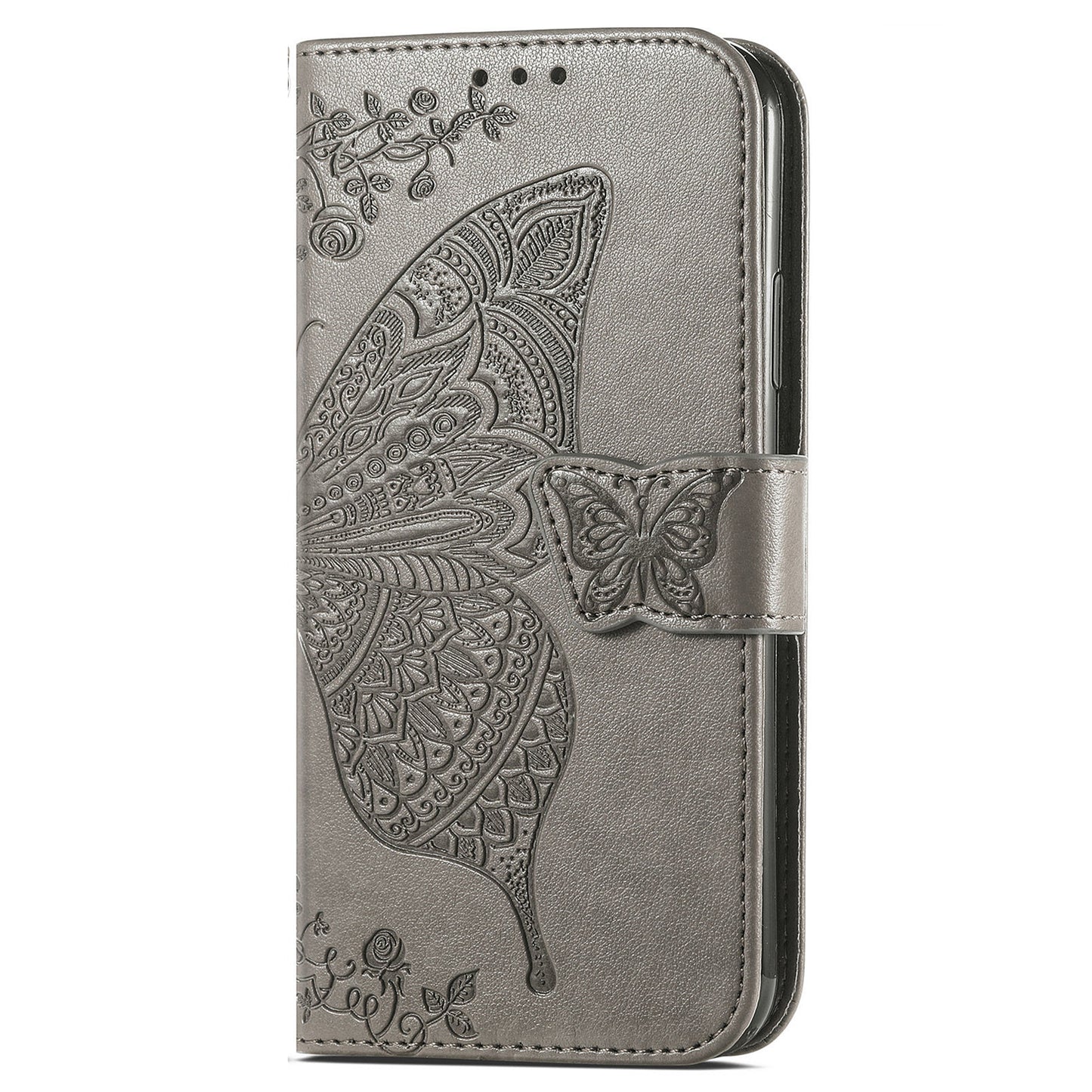 Big Butterfly Imprinting Protective Leather Wallet Cover with Strap for Oppo A16/A16s/A54s