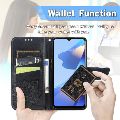 Big Butterfly Imprinting Protective Leather Wallet Cover with Strap for Oppo A16/A16s/A54s