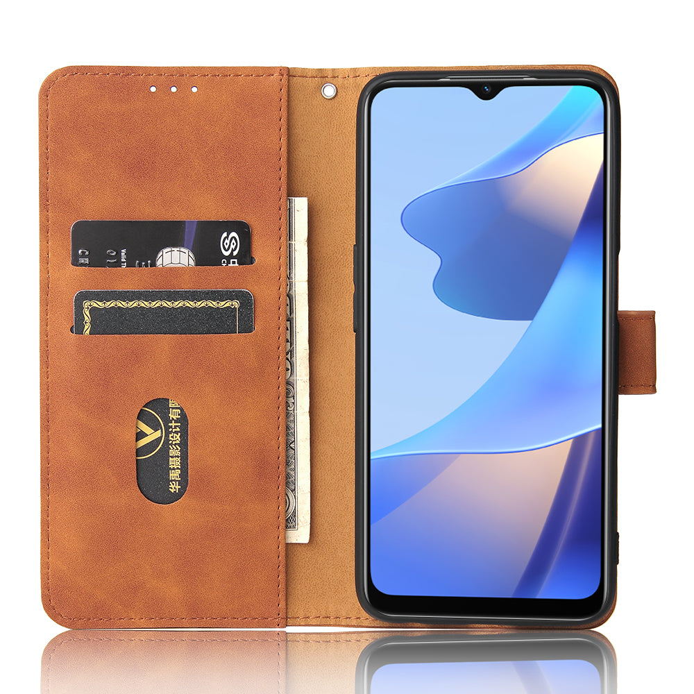 Skin-touch PU Leather Flip Folio Stand Magnetic Suction Strong Closure Wallet Phone Case with Strap for Oppo A16 / A53s 5G / A55 5G