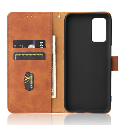 Skin-touch PU Leather Flip Folio Stand Magnetic Suction Strong Closure Wallet Phone Case with Strap for Oppo A16 / A53s 5G / A55 5G