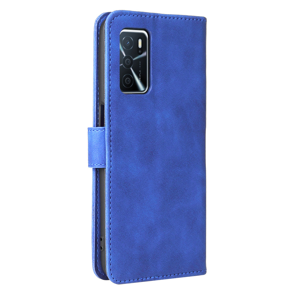 Skin-touch PU Leather Flip Folio Stand Magnetic Suction Strong Closure Wallet Phone Case with Strap for Oppo A16 / A53s 5G / A55 5G