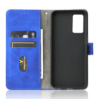 Skin-touch PU Leather Flip Folio Stand Magnetic Suction Strong Closure Wallet Phone Case with Strap for Oppo A16 / A53s 5G / A55 5G