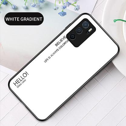 Scratch-Resistant Tempered Glass Gradient Color + TPU Frame Hybrid Slim Case for Oppo A16/A16s/A54s