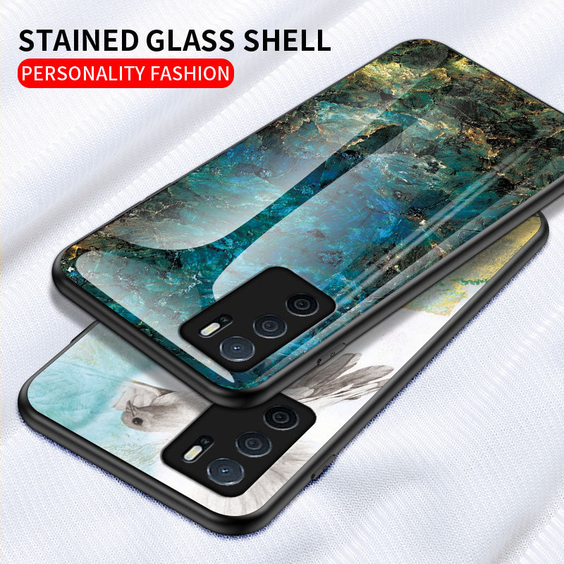 Marble Stylish Design Tempered Glass Anti-Scratch Shockproof Cover for Oppo A16/A16s/A54s