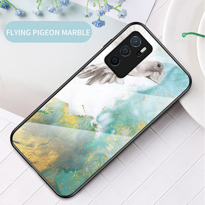 Marble Stylish Design Tempered Glass Anti-Scratch Shockproof Cover for Oppo A16/A16s/A54s