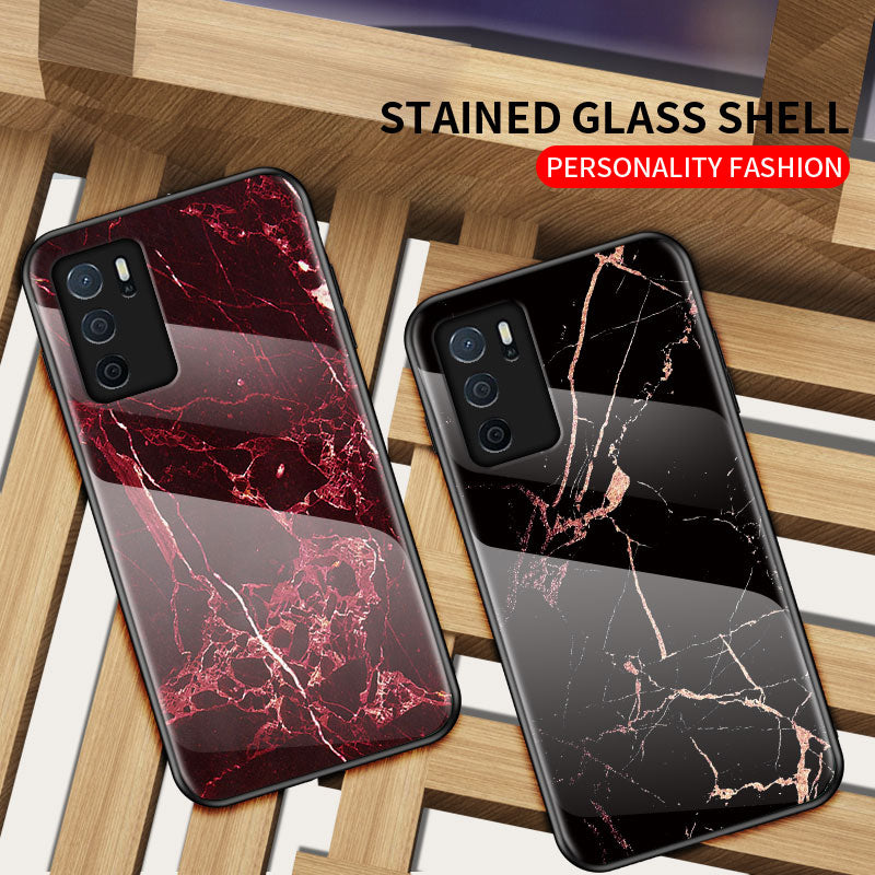 Marble Stylish Design Tempered Glass Anti-Scratch Shockproof Cover for Oppo A16/A16s/A54s