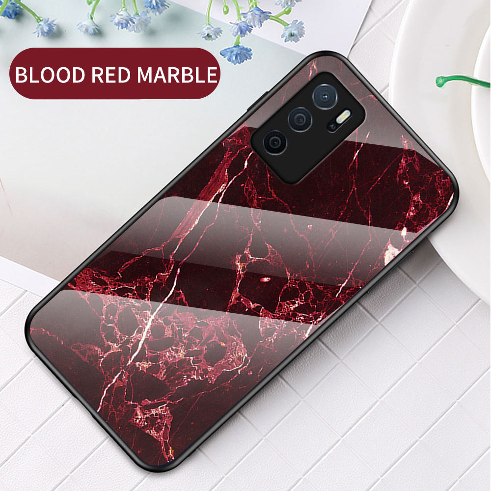 Marble Stylish Design Tempered Glass Anti-Scratch Shockproof Cover for Oppo A16/A16s/A54s