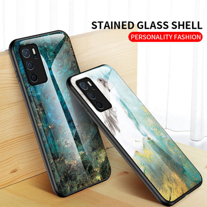 Marble Stylish Design Tempered Glass Anti-Scratch Shockproof Cover for Oppo A16/A16s/A54s