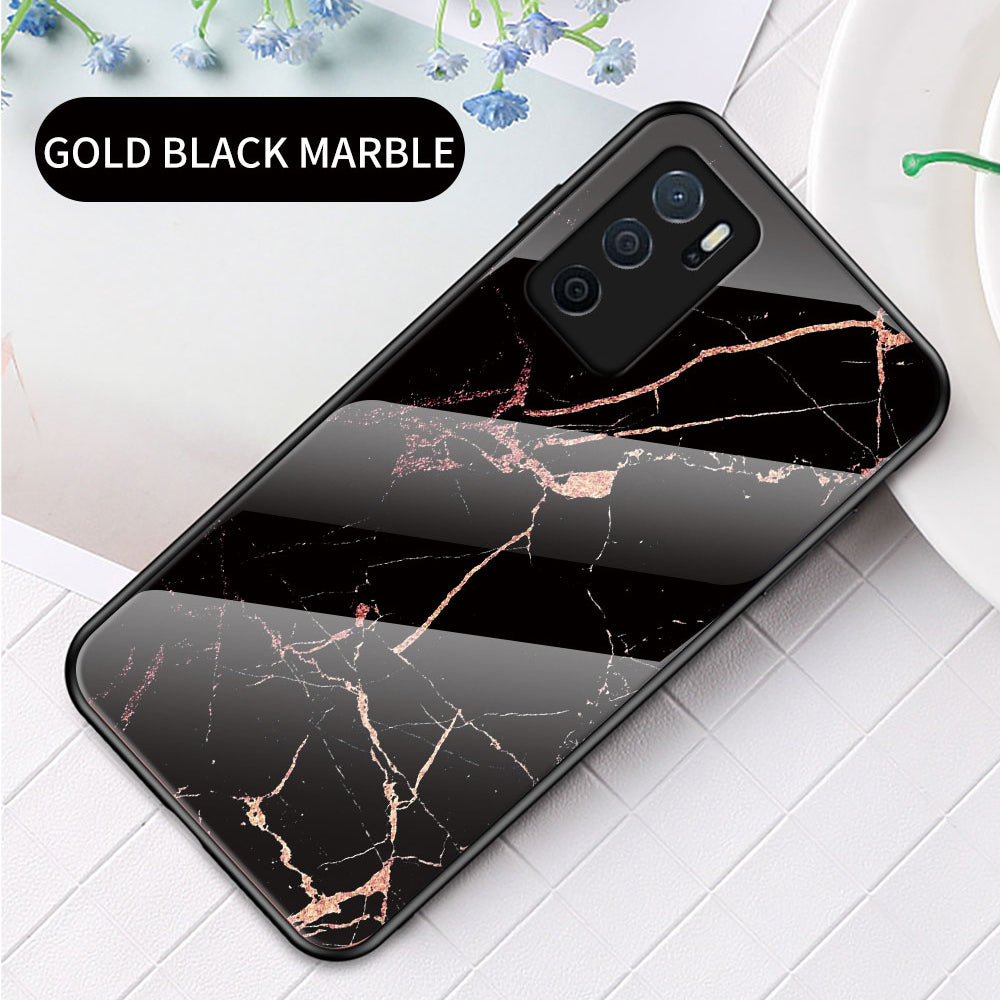 Marble Stylish Design Tempered Glass Anti-Scratch Shockproof Cover for Oppo A16/A16s/A54s