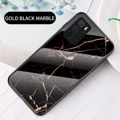 Marble Stylish Design Tempered Glass Anti-Scratch Shockproof Cover for Oppo A16/A16s/A54s