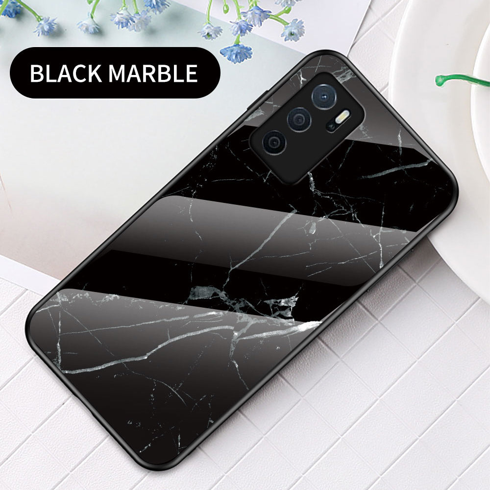 Marble Stylish Design Tempered Glass Anti-Scratch Shockproof Cover for Oppo A16/A16s/A54s