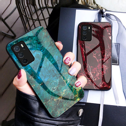 Marble Stylish Design Tempered Glass Anti-Scratch Shockproof Cover for Oppo A16/A16s/A54s