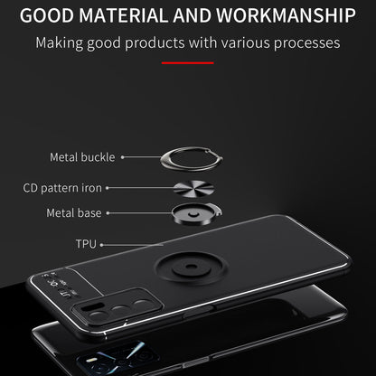 Rotation Metal Ring Kickstand Holder Shock-Absorption Anti-Scratch Flexible TPU Cover Case for Oppo A16/A16s/A54s