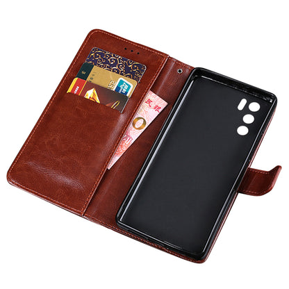 IDEWEI Crazy Horse PU Leather Wallet Stand Phone Cover Shell for Oppo A16/A16s/A54s