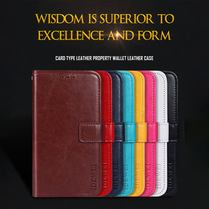 IDEWEI Crazy Horse PU Leather Wallet Stand Phone Cover Shell for Oppo A16/A16s/A54s