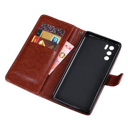 IDEWEI Crazy Horse PU Leather Wallet Stand Phone Cover Shell for Oppo A16/A16s/A54s