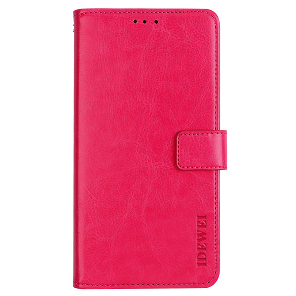 IDEWEI Crazy Horse PU Leather Wallet Stand Phone Cover Shell for Oppo A16/A16s/A54s