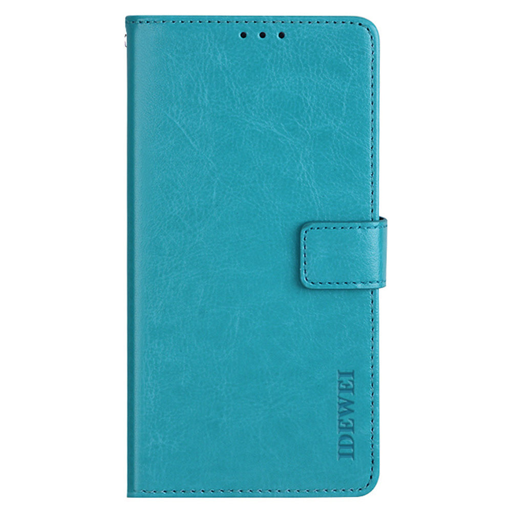 IDEWEI Crazy Horse PU Leather Wallet Stand Phone Cover Shell for Oppo A16/A16s/A54s