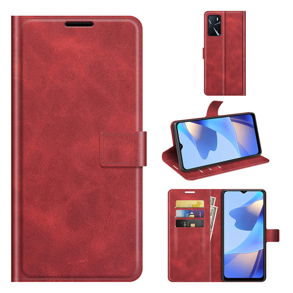 Shockproof Stand PU Leather Wallet Flip Protective Cover with Magnetic Closure for Oppo A16/A16s/A54s