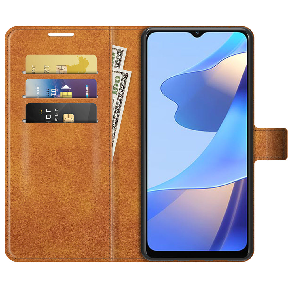 Shockproof Stand PU Leather Wallet Flip Protective Cover with Magnetic Closure for Oppo A16/A16s/A54s