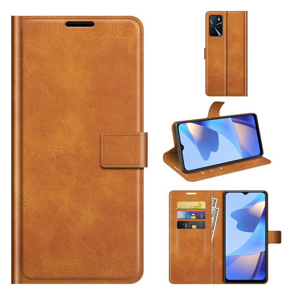 Shockproof Stand PU Leather Wallet Flip Protective Cover with Magnetic Closure for Oppo A16/A16s/A54s