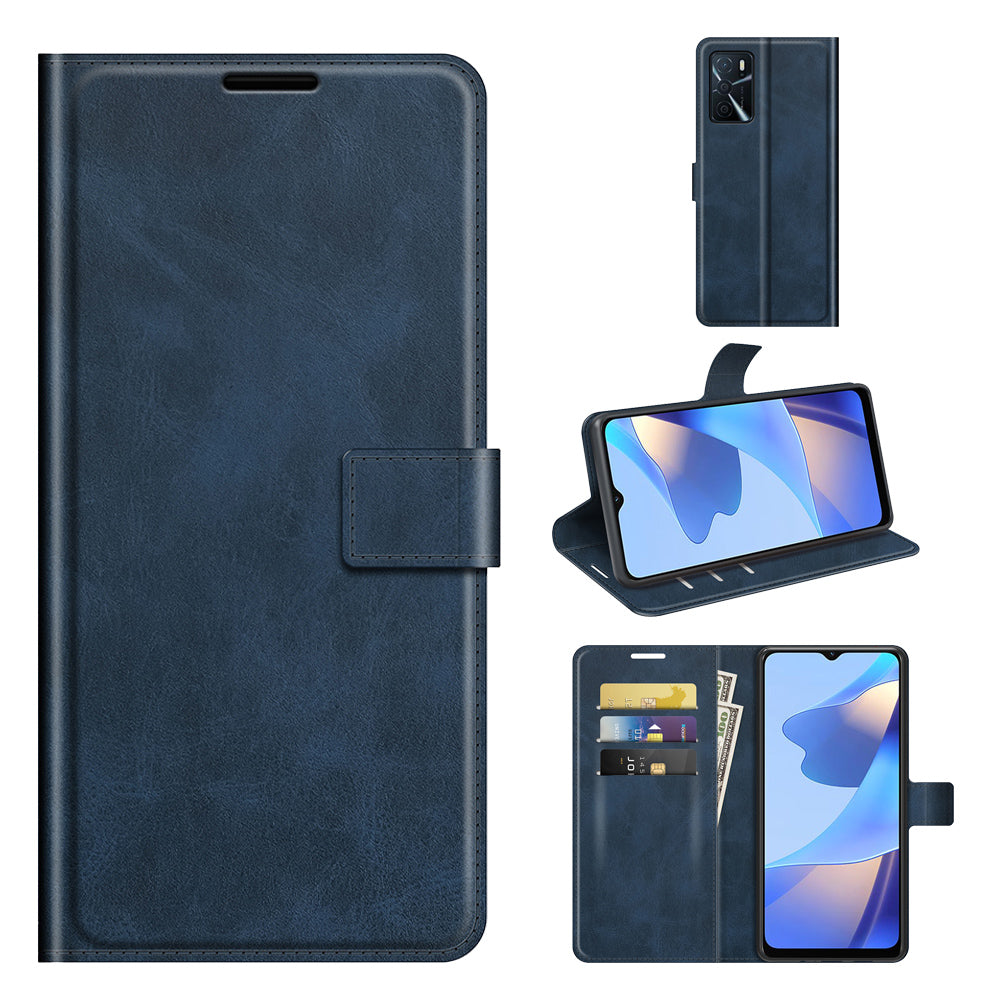 Shockproof Stand PU Leather Wallet Flip Protective Cover with Magnetic Closure for Oppo A16/A16s/A54s