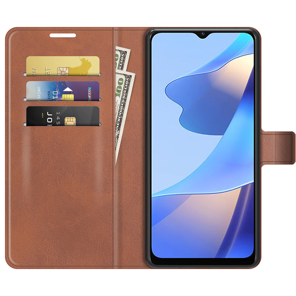 Shockproof Stand PU Leather Wallet Flip Protective Cover with Magnetic Closure for Oppo A16/A16s/A54s