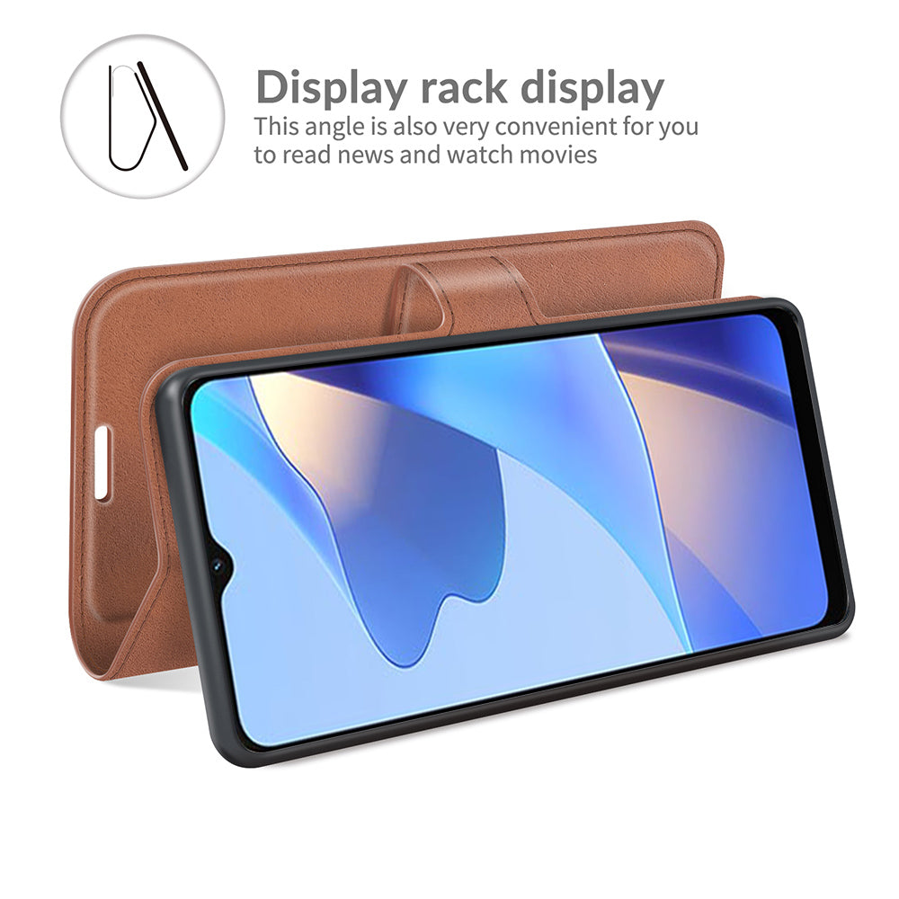 Shockproof Stand PU Leather Wallet Flip Protective Cover with Magnetic Closure for Oppo A16/A16s/A54s