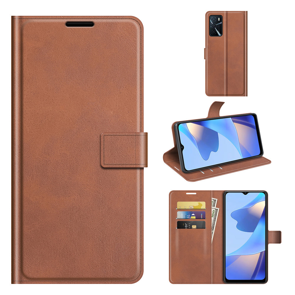 Shockproof Stand PU Leather Wallet Flip Protective Cover with Magnetic Closure for Oppo A16/A16s/A54s