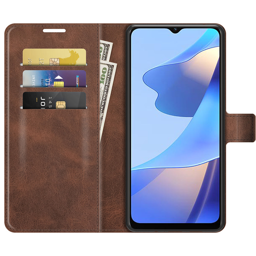 Shockproof Stand PU Leather Wallet Flip Protective Cover with Magnetic Closure for Oppo A16/A16s/A54s