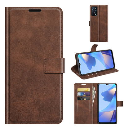 Shockproof Stand PU Leather Wallet Flip Protective Cover with Magnetic Closure for Oppo A16/A16s/A54s