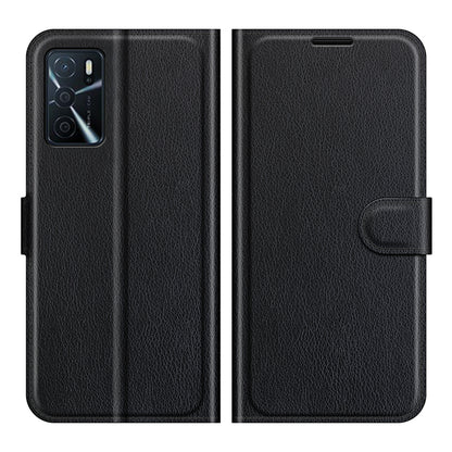 Folio Flip Litchi Skin Well-protected Leather Wallet Stand Design Cover for Oppo A16/A16s/A54s