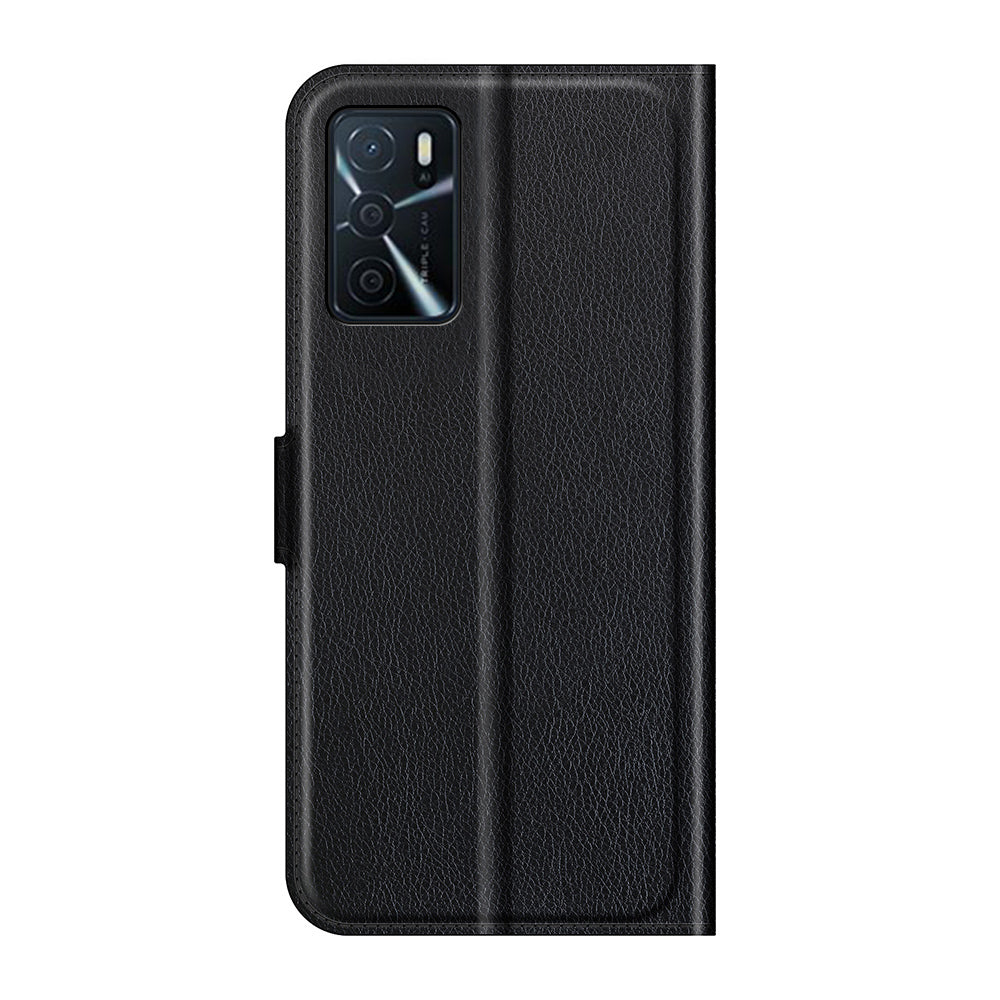 Folio Flip Litchi Skin Well-protected Leather Wallet Stand Design Cover for Oppo A16/A16s/A54s