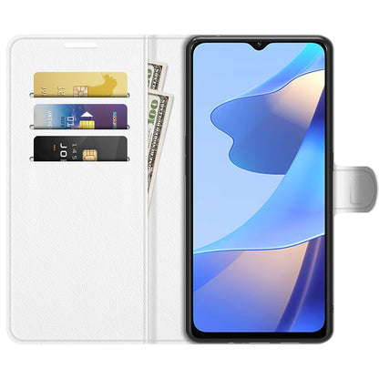 Folio Flip Litchi Skin Well-protected Leather Wallet Stand Design Cover for Oppo A16/A16s/A54s