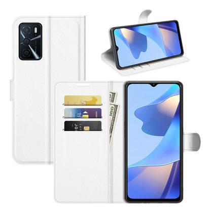 Folio Flip Litchi Skin Well-protected Leather Wallet Stand Design Cover for Oppo A16/A16s/A54s