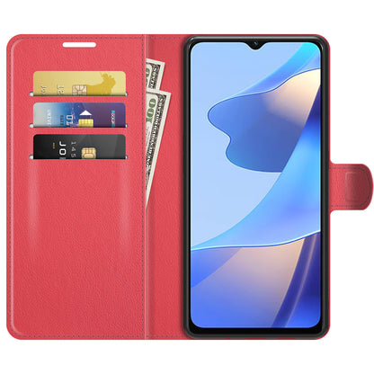 Folio Flip Litchi Skin Well-protected Leather Wallet Stand Design Cover for Oppo A16/A16s/A54s