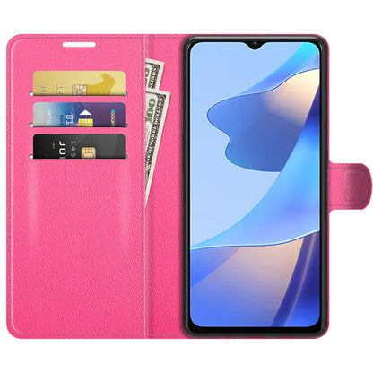 Folio Flip Litchi Skin Well-protected Leather Wallet Stand Design Cover for Oppo A16/A16s/A54s