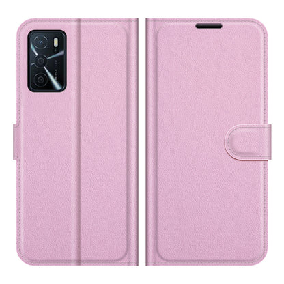 Folio Flip Litchi Skin Well-protected Leather Wallet Stand Design Cover for Oppo A16/A16s/A54s