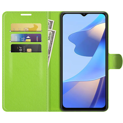 Folio Flip Litchi Skin Well-protected Leather Wallet Stand Design Cover for Oppo A16/A16s/A54s